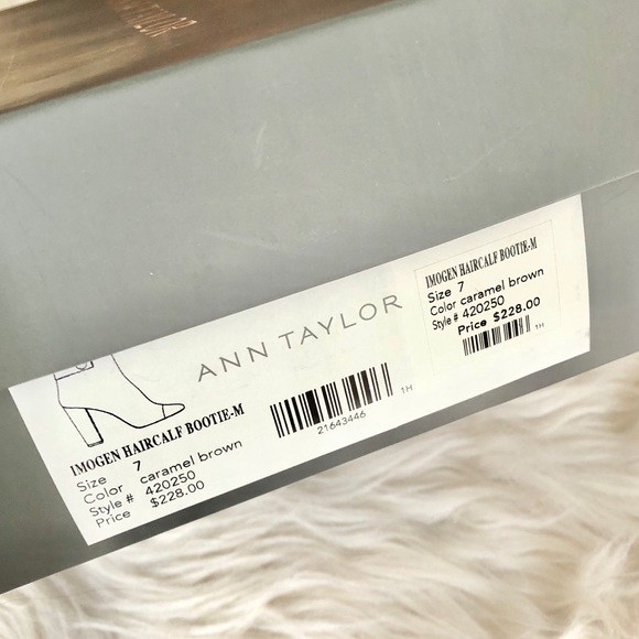 Ann Taylor | Leopard Print Imogen Button Booties Calf Hair - Picture 8 of 9